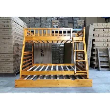 B129 Oak : Giường 3 Tầng Leo Thang - 1m / 1m4